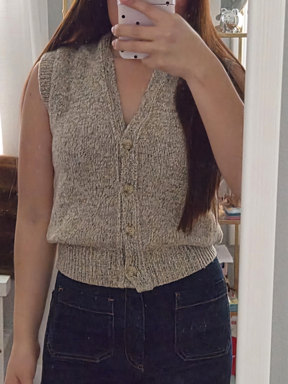 Lands' End Neutral Heathered WOOL Vest